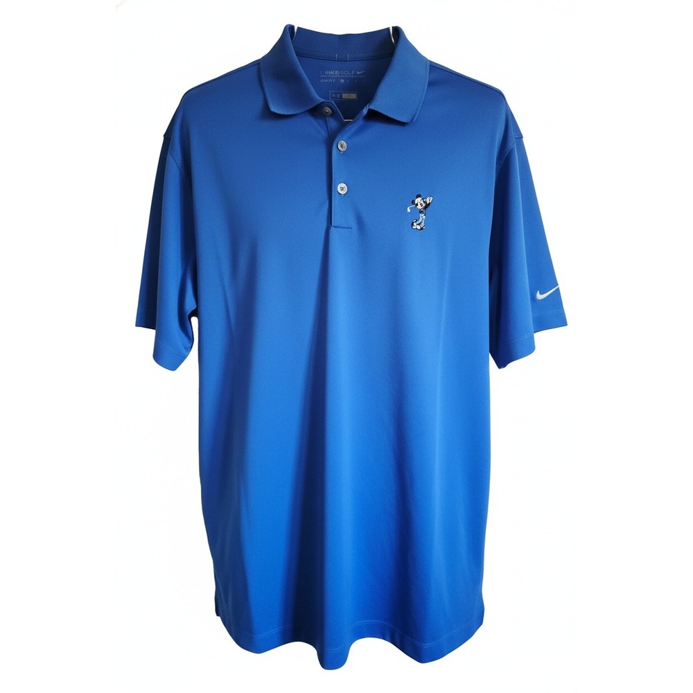 Nike Disney XL Golf Mens Blue Polo Shirt‎ Mickey Mouse Embroidered Dri-Fit